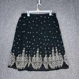 Jones Wear Petite Skirt Knee Length Black Sheer Chiffon Lined Floral Women's 12P